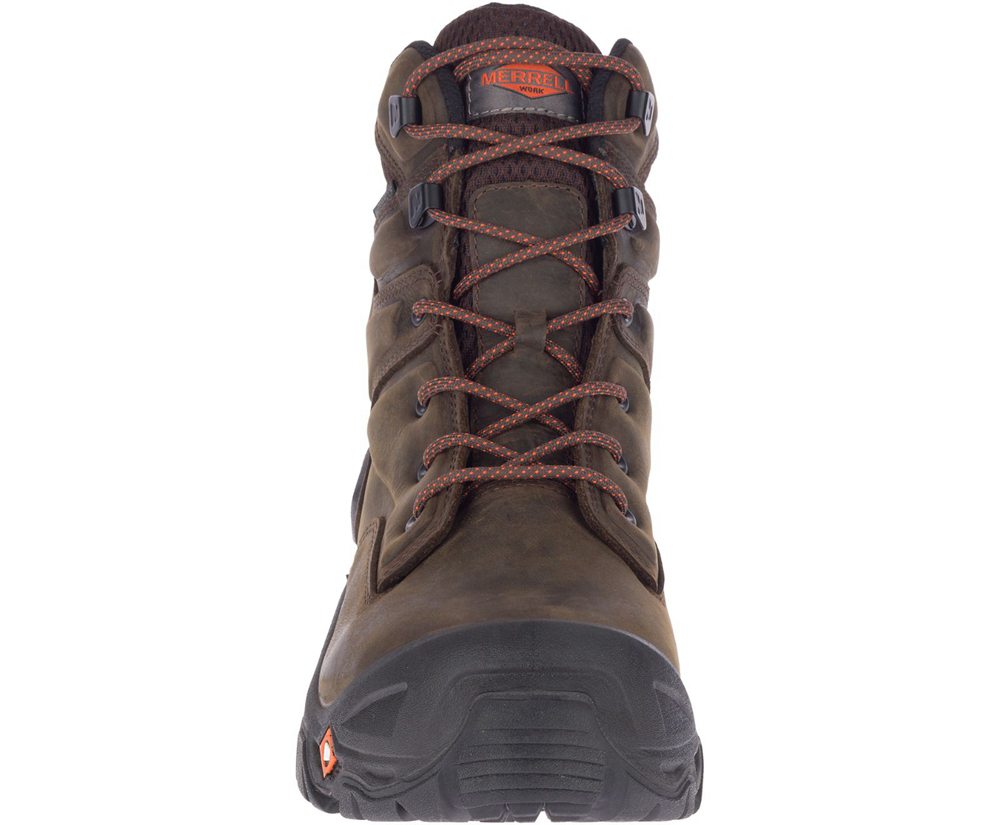 Merrell Work Boots Brown - Strongfield Leather X 7\" Waterproof Comp Toe - Mens 26JMOFWSP